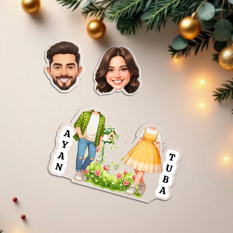 Personalized Couple Bobblehead Caricature Gift for Husband, Wife, Girlfriend, Boyfriend & Friends Solar Powered Moving Head Couple Gift for Birthday (Design)